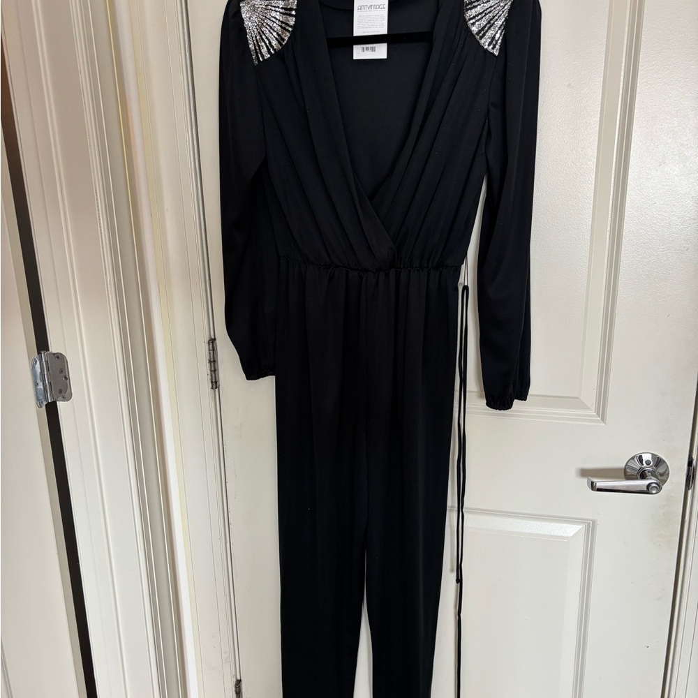 Vintage Black Jumpsuit with Silver Details